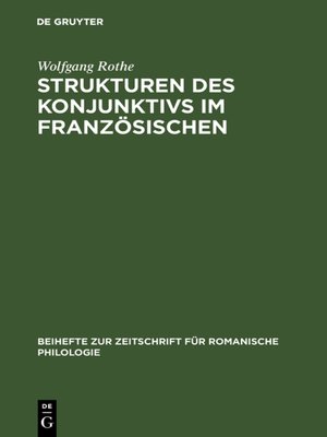 cover image of Strukturen des Konjunktivs im Französischen